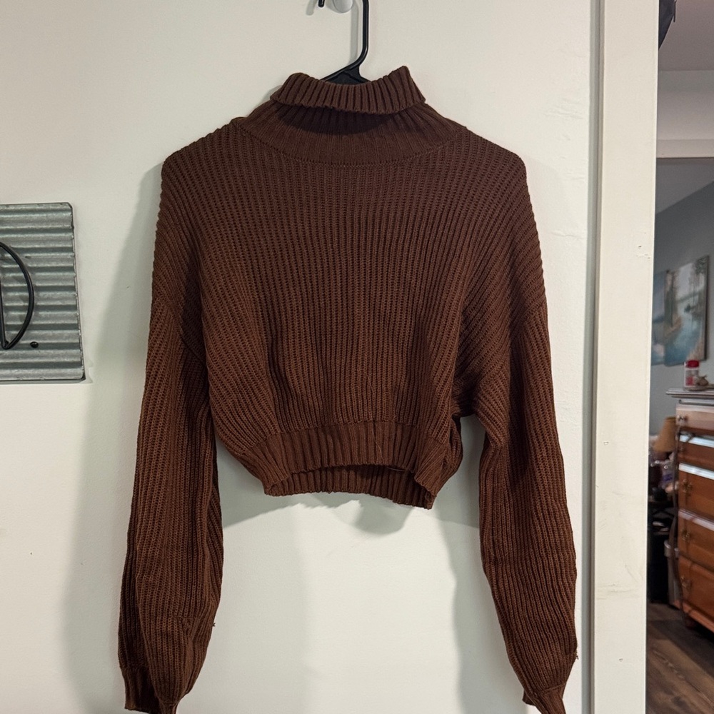 ROMWE Chocolate Brown Turtleneck Sweater